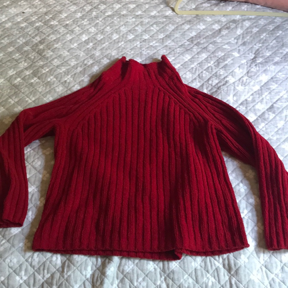 Red turtle neck sweater